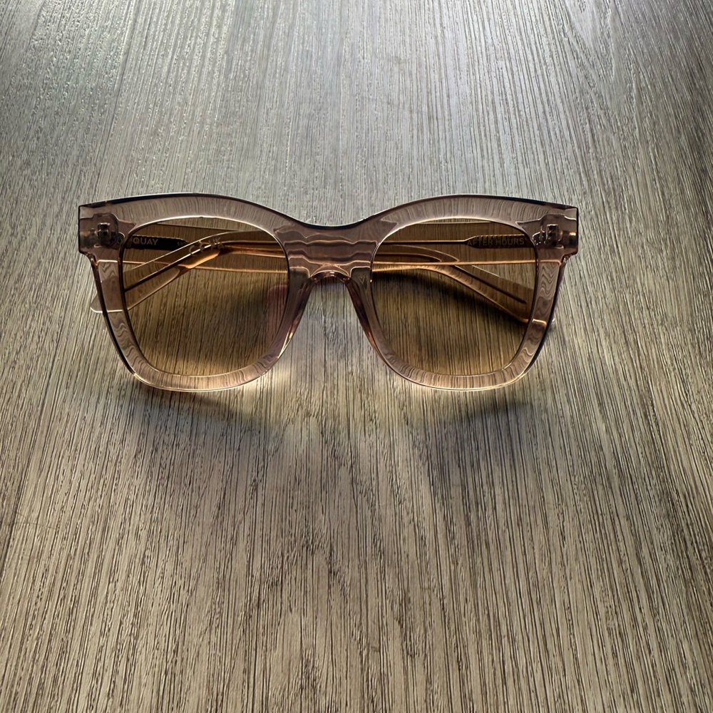 quay australia after hours clear tan overszied square statement sunglasses NEW
